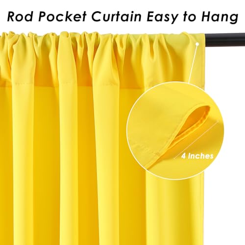 Image of Yellow Backdrop Curtains Drapes 6 Panels 5ft x 10ft Polyester Birthday Backdrop for Photo Party Stage Window Decorations