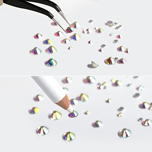 Image of Beadsland Rhinestones for Makeup,8 Sizes 2500pcs Crystal AB Flatback Rhinestones Eye Gems for Nails Crafts with Tweezers and Wax Pencil,Crystal AB,SS4-SS30