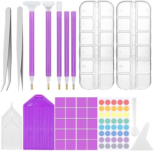 REJOECE Diamond Painting Accessories, 35Pcs DIY 5D Diamond Art Tool Kit ...