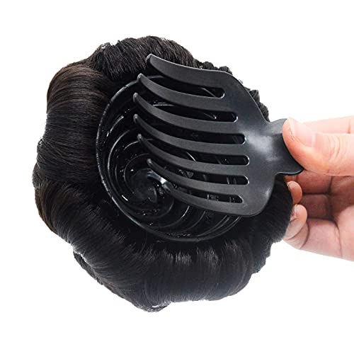 Reou Clip In Hair Bun For Women Hair Updo Hairpiece With Rhinestone - Black #TOP5