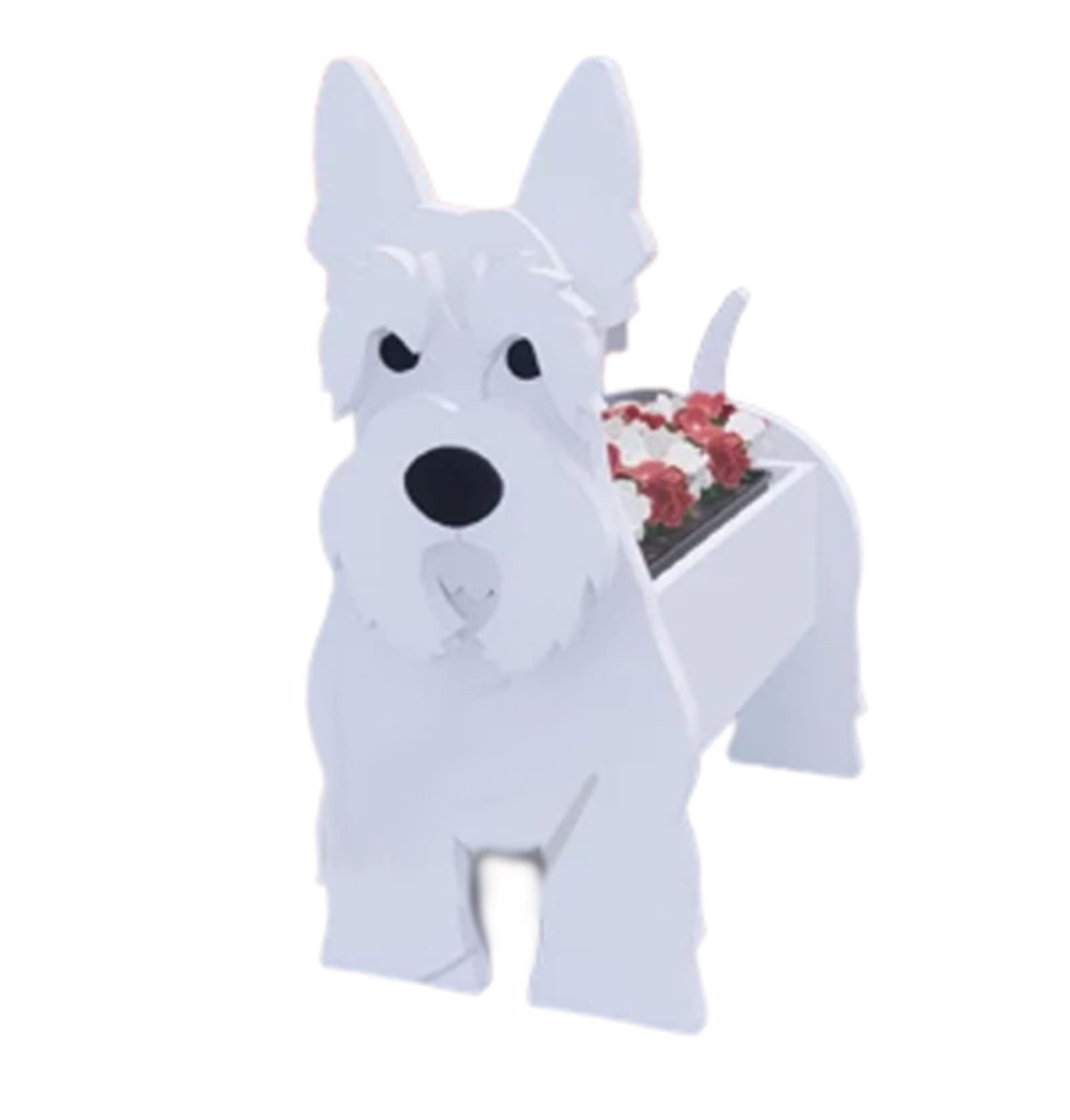 PVC Dog Shaped Cartoon Flower Planter, DIY Cairn Terrier Dog Bonsai Holder, Indoor Outdoor Cute Pet Flower Pot Decoration For Indoor Office Outdoor Home ( Color : Scottish White , Size : 24*18cm )