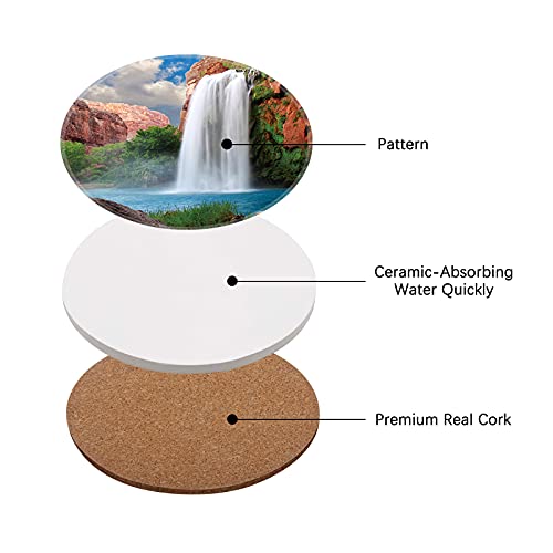 8 Pack Ceramic Absorbent Stone Coasters Sets With Cork Non-Slip Base, Drinks Beer Coffee Glass Coasters Set For Bar Decor, Apartment, Kitchen, Rooms, Wooden Table #TOP2