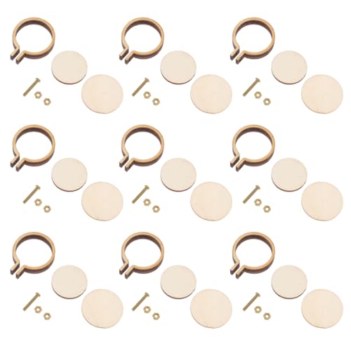 Image of EXCEART Mini Embroidery Pendants Wooden Craft Hoops with Hanging Hole DIY Jewelry Making Findings for Necklaces Sweater Chains and Decorative Crafts 20 Sets