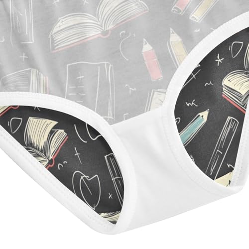 ZZKKO Blackboard_books_and_stationery Girls Underwear Toddler Panties for Girls Comfort Brief Size 2-8T4