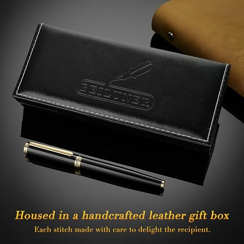 Image of BEILUNER Black Fountain Pen,Stunning Luxury Pens with 24K Gold Accents, Gorgeous 24K Gilded Nib(Fine), Trustworthy Pen Gift for Men&Women -Ink Converter-Elegant, Reliable,Fancy Pen for Writing