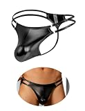 ohmydear Herren Sexy String Tanga Kunstleder Slip Schwarz XL