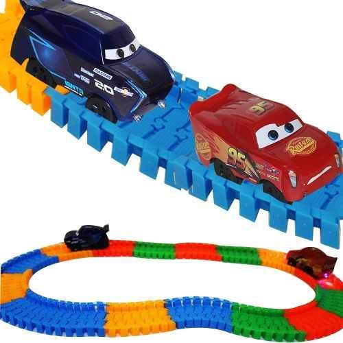 5 Carros 5 Pista Mágica Maluca Flexível Magic Track 280 Peça