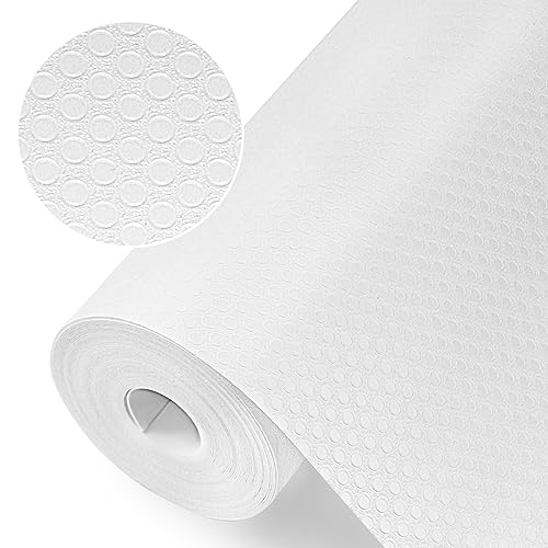 Origuuds Protector Cajones Cocina Non Adhesivo EVA Plastico Protector Antideslizante Estantes el Gabinete Impermeable, para Nevera Mueble Fregadero Estante (Blanco/30cmx150cm)