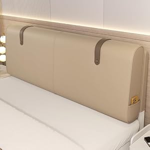 ヘッドボード布張りの壁掛けヘッドボードピローボードフェイクレザーヘッドボード厚くベッドの背もたれ寝室用取り外し可能なベッドサイドクッション畳,カーキ,Paste/59x23x2In