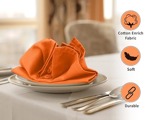 Image of Ruvanti Cloth Napkins Set of 4, 18x18 Inches Napkins Cloth Washable, Soft, Durable, Absorbent, Cotton Blend. Table Dinner Napkins Cloth for Hotel, Lunch, Restaurant, Wedding Parties - Fall