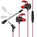 In-Ear Gaming Headphones with Dual Mic, AGPTEK 3.5MM Wired Earbuds Gaming Earphones with 3 Pairs Different Sizes Earbuds for PS4, Xbox, PC, Laptop, Mobile Phone, Red