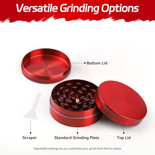 HNYYZL 2\'\' Spice Grinder,Spice Grinder Kitchen Tool Pepper Grinder (Red) - Thumbnail 3