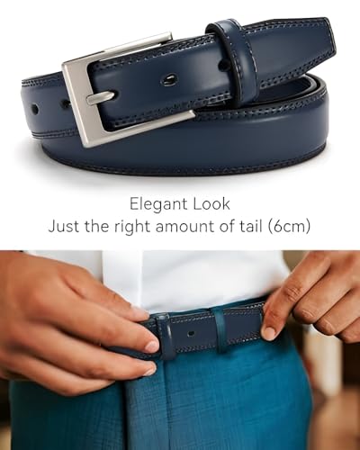 Image of Contacts Men's Genuine Leather Pin Buckle Belt | Leather Belt for Men Classic Designs for Work & Business Casual