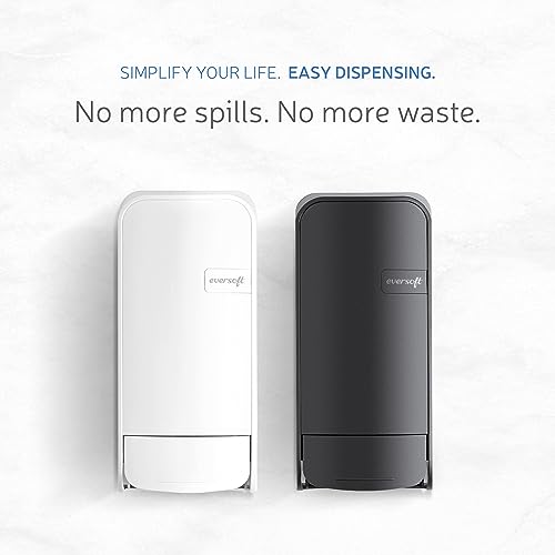 Image of Eversoft Wall-Mounted Manual Bag-in-Box Lotion Soap Dispenser, 800mL Lotion Hand Soap Sold Separately, Black 1550B-EZ