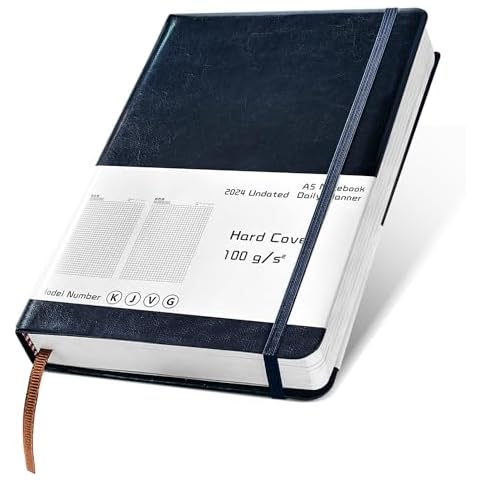 Wonwood_direct A5 Hardcover Notebook 360 Undated Grid Inner Pages Journal with Inner Pocket 100gsm Page Planner for Office School Cover