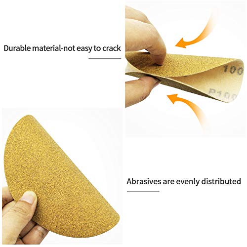 SPEEDWOX 100 Pcs 6 Inches Sanding Discs 100 Grit Dustless Hook and Loop Sandpaper for Random Orbital Sander Yellow Finishing Discs for Automotive Woodworking - Image 3