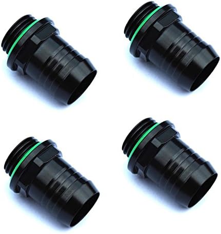 G1/4" to 1/2" Barb Fitting for Soft Tubing, Matte Black, 4-Pack