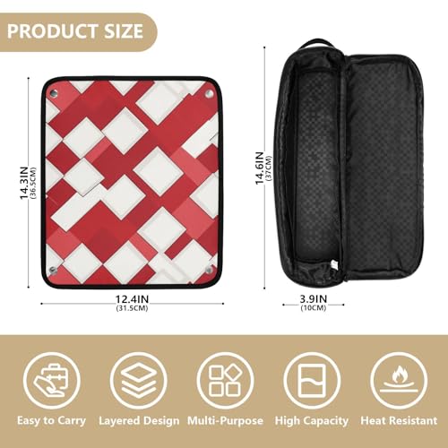 Estuche de viaje 2 en 1 para rizador y alfombrilla resistente al calor, portátil para planchas, rizadores y alisadores, blanco y rojo miniatura 4