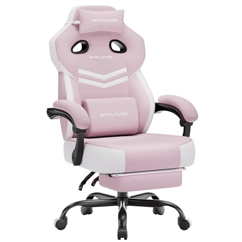 Image of GTPLAYER Big & Tall Gaming Chair, Wide Reclining with Footrest for Adults | Ergonomic High Back Computer Desk Chair, Comfort Padded Seat with Lumbar Support for Big /Tall, Office /Home, Pink