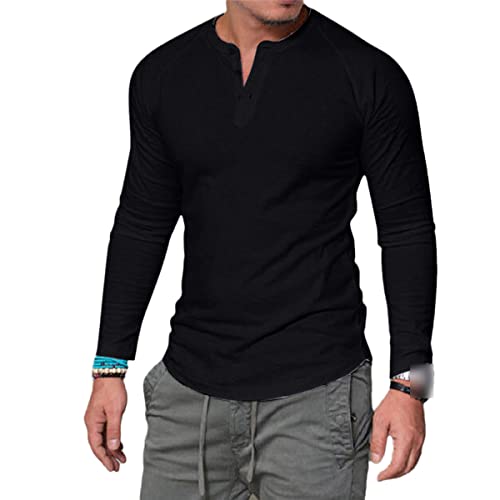 Pull à boutons pour homme noir col rond et manches longues