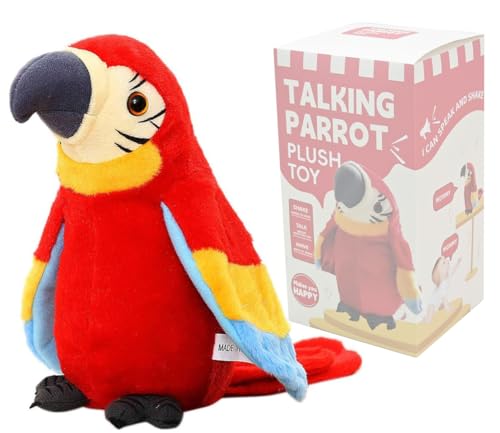 Juguete de peluche con forma de loro parlante más lindo que habla mascota juguete de peluche que repite lo que dices ondeando las alas, disco electrónico, juguete de peluche, animal, interactivo
