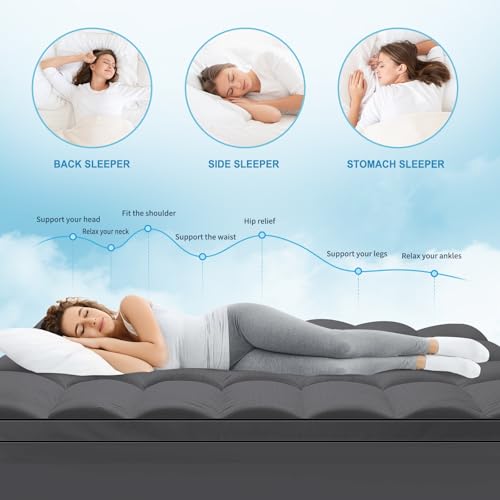 MASVIS Queen Size Dual Layer 4 Inch Memory Foam Mattress Topper, 2 Inch Cooling Gel Memory Foam and 2 Inch Pillow Top Mattress Pad Cover for Back Pain, Medium Support,Gray by MASVIS - Used condition - Image 3