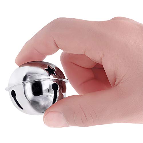 CLLOOTVE 2-Inch/ 50MM Large Metal Craft Bells for Holiday Home Christmas Festival Gifts Party Wedding Decoration DIY Project 16Pcs Silver