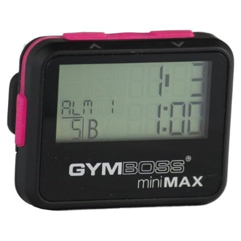 Gymboss miniMAX Interval Timer and Stopwatch - BLACK/PINK SOFTCOAT Cover