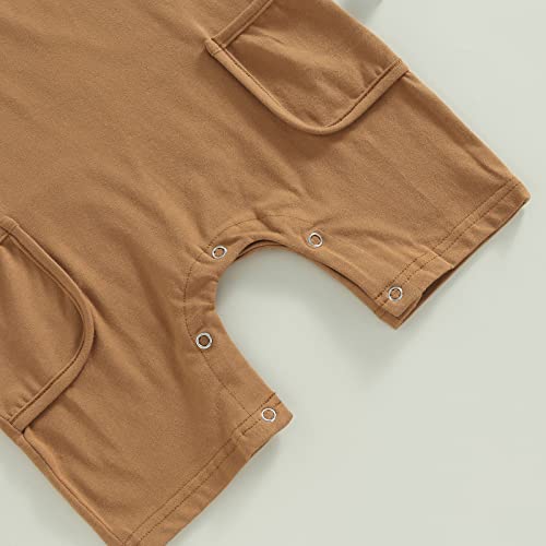 Bulingna Newborn Infant Baby Boy Basic Solid Color Romper Jumpsuit Sleeveless Playsuit Overalls Summer One Piece Outfits (Brown, 3-6 Months) #TOP5