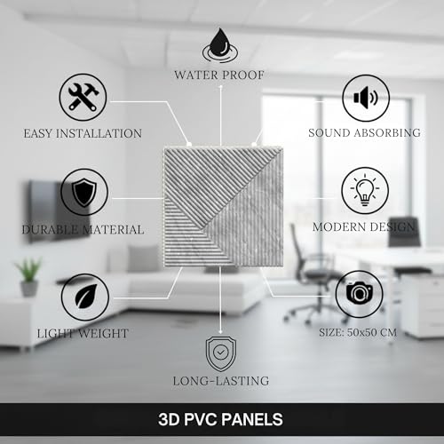 Image of Kayra Decor PVC Panel for Wall - Fluted Design White Marble Color 19.7 inch x 19.7 inch (Pack of 12) - Covers 32.34 Sq. Ft.