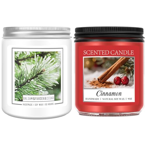 Homsolver Christmas Candles, Balsam Pine and Cinnamon Candle Scented Strong,