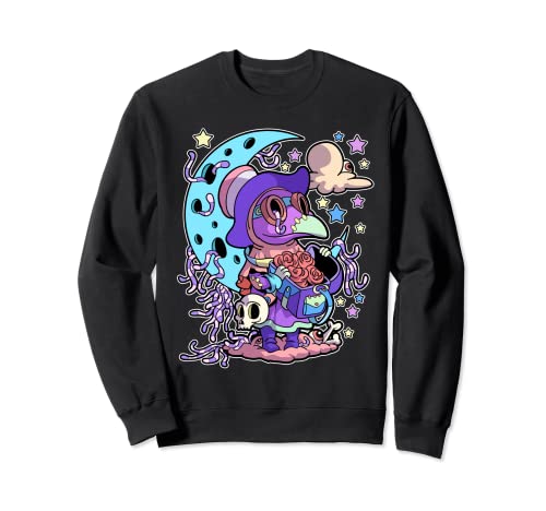 Kawaii Pastell Goth Pestarzt media luna rosas estrellas Sudadera