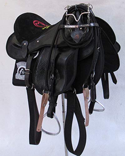 Sela Mangalarga M. Preta Com Aba Em Camurça Completa + Freio Inox + Acessórios