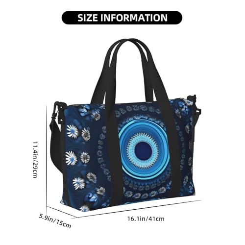 Blue Mini Flower Swirl Print Hand Travel Bag,Gym Bag,Weekend Travel Overnight Bag,Tote Bag Sports Bag For Women Men2
