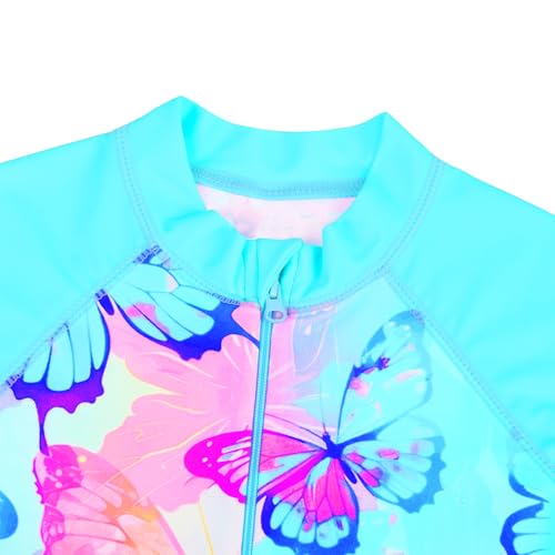 Image of TFJH E Short Sleeve Girls Swimsuits UV 50+ One Pieces Zipper 2-14Y | From beach vacations and pool parties to cruises and water parks, this colorful floral swimsuit is her summer favorite