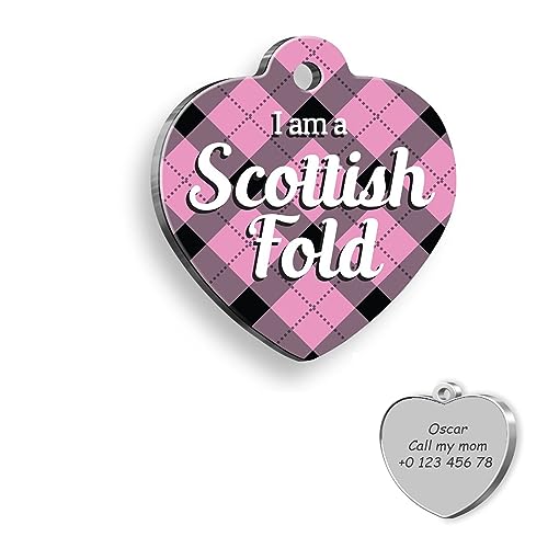 I am Scottish Fold Personalized Cat Tag - Custom Name Tag - ID Tag for Cat - Customized Cat Tags - Cat Name id Tag - Cat Name Tag - Engraved Cat Tag
