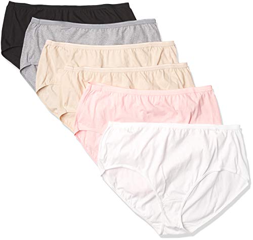 Just My Size Women's Plus Size Cool Comfort Cotton Brief 6-Pack, Assorted, 13