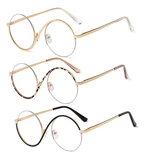 Image of willochra unique Round Blue Light Blocking Glasses for women Elphaba Glasses Metal Frame Computer Anti Eyestrain Eyeglasses