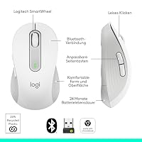 Logitech Signature M650 L Kabellose Maus - für große Hände, Leise Klicks, Anpassbare Seitentasten, Bluetooth, Kompatibilität mit mehreren Geräten - Weiß – Ansicht 9