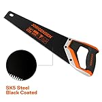 JORGENSEN 15” Hand Saw, Black Coated Coarse Handsaw 8TPI for Wood Cutting, Ergonomic Non-Slip Aluminum Handle for Sawing, Trimming, Gardening, Pruning, PVC - Image 5
