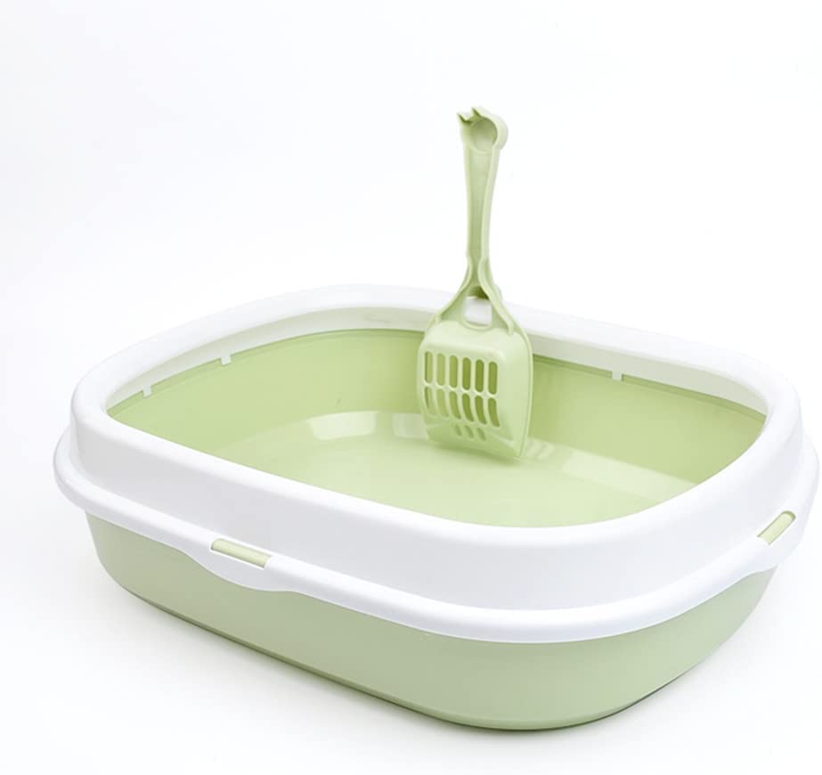 Sapu Cat Litter Box, Large Size With High Sides 47cm x 39cm x 13cm, Pvc Cat Litter Scooper As Gift (green)