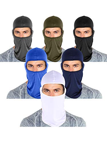 6 Pcs Ski Balaclava Full Face Mask For Men Uv Sun Protection Helmet Summer Cooling Neck Gaiter Outdoor Cycling Hood (Black, Dark Grey, Navy Blue, White, Army Green, Royal Blue, Ice Silk) #TOP1