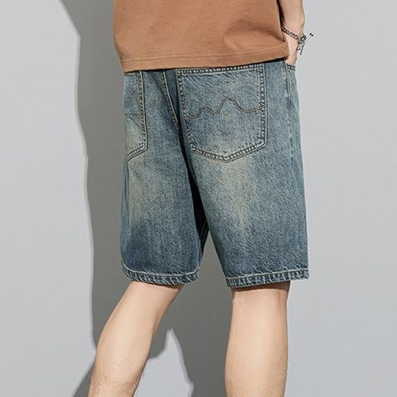 Mens Summer Straight Leg Denim Shorts Relaxed Fit Washed Jean Shorts Classic Casual Work Short3