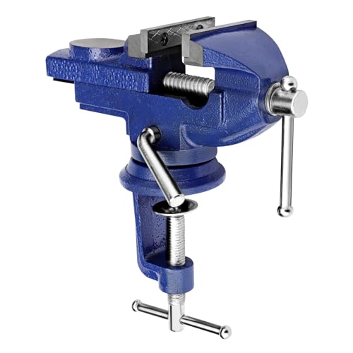 CROWNSHOP Bench Vice 65mm 360 Swivel Base Mini Workbench Clamp Cast Iron