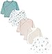 TupTam Baby Jungen Langarm Wickelshirt Baumwolle 5er Set, Farbe: Tiersafari Blätter Salbei Beige Streifen, Größe: 56