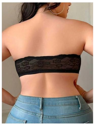 Image of MakeMeChic Women's Plus Size Strapless Bras Front Closure Half Push Up Bra Bandeau Wireless Bralette for Large Bust