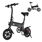 TST Folding Electric Bike, Electric Bicycle 18MPH, 500W Peak Motor, Max 18 Miles Range, 14' Pneumatic Tires, Ebike with LED Screen, App Control, 3 Speed Gear, E Bike for Adults and Teens (Black C12)