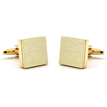 Cufflinks, Men's Metal Wire-Drawing Cufflinks Quality Brass Material Gunblack Color Fashion Square Cuff Links 3 Colours Color Golden