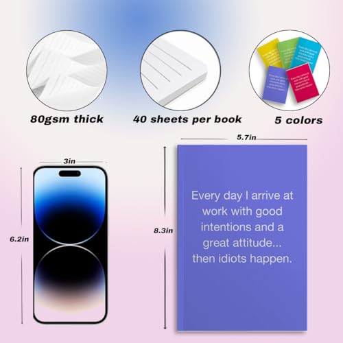 Image of 5 PCS Notebook Journal, Notebooks for Work, Note Taking Writing Funny Office Accessories Gag Gifts for Friend Sister Coworker Manager Mentor Nurse Day Birthday Retirement 5.7 x 8.3 Inches 41 Sheets