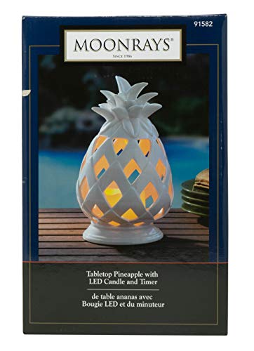 Moonrays 91582 Battery-Operated Tabletop Pineapple, White